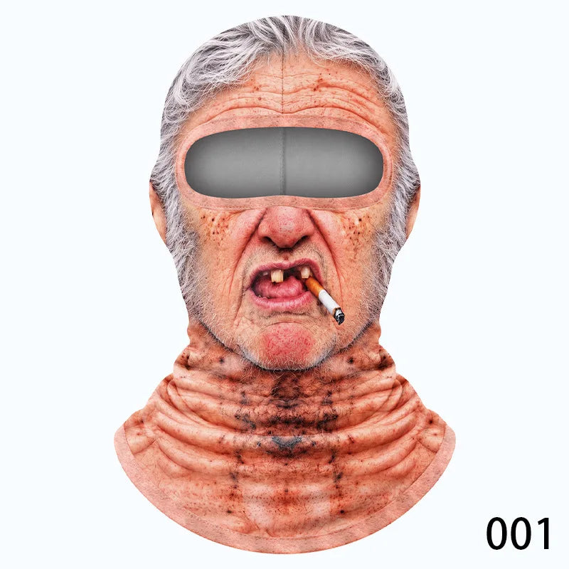 Funny Realistic Old Man Balaclava Thermal Ski Mask