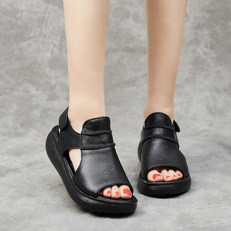 Women’s Genuine Cow Leather Platform Gladiator Sandals