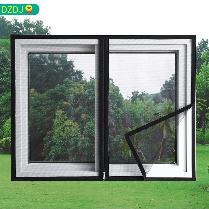Window Mesh with zipper Self-adhesive Attachment