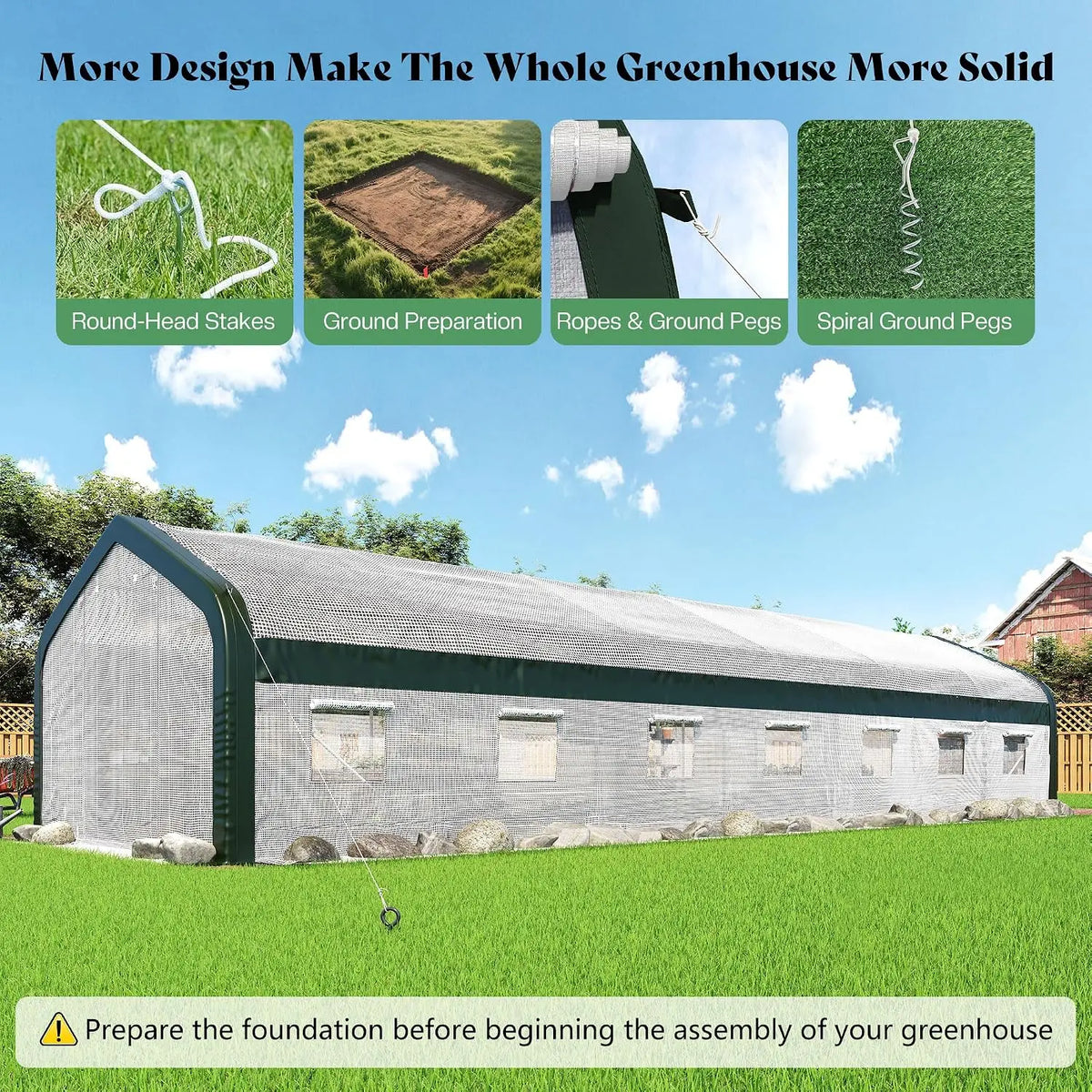 34x10x7 FT Walk-in Tunnel Greenhouse with Watering System