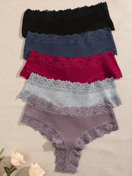 3-Pack Women's Cotton Patchwork Lace Briefs
