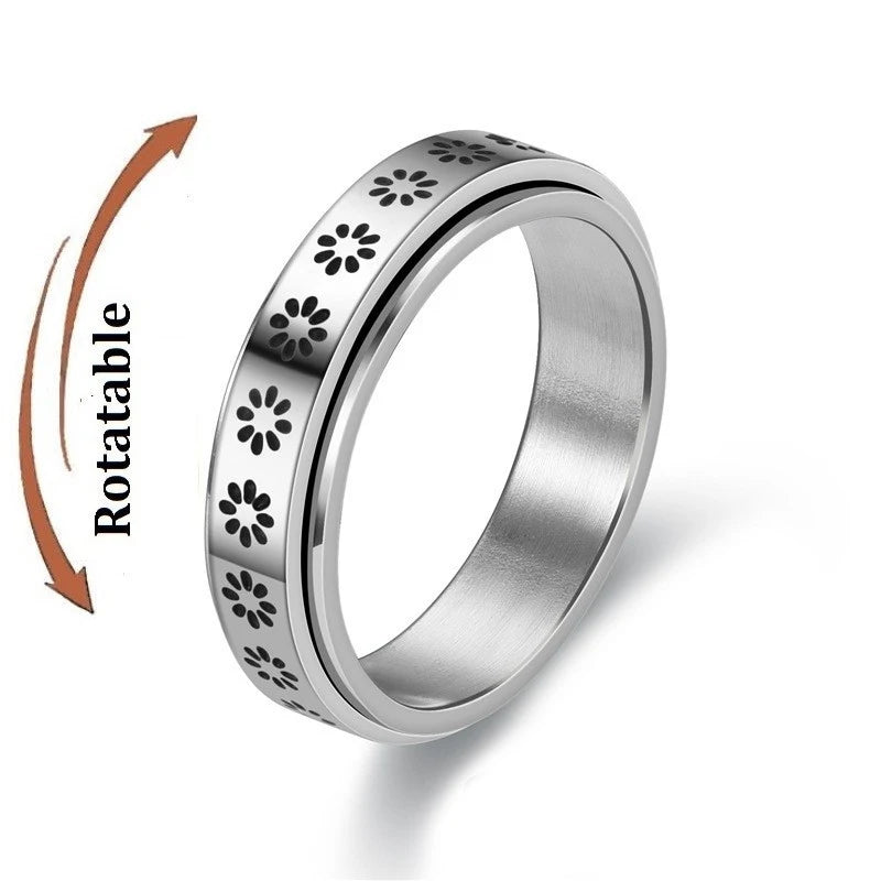 Stainless Steel Fidget Spinner Ring – Anti-Anxiety Stress Relief Band for Men & Women