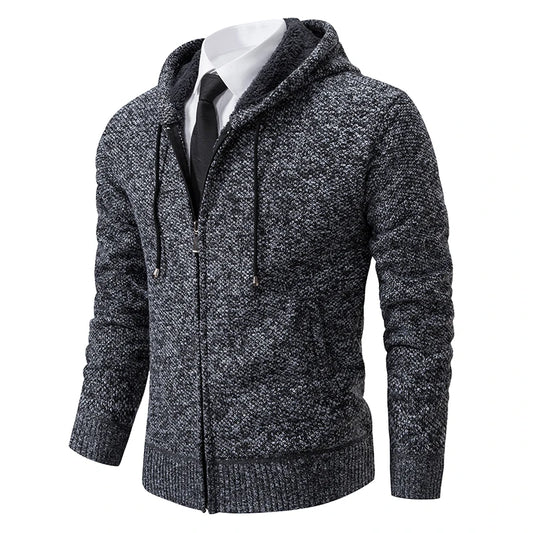 Men's Fleece Stand Collar Zip-Up Sweater Jacket