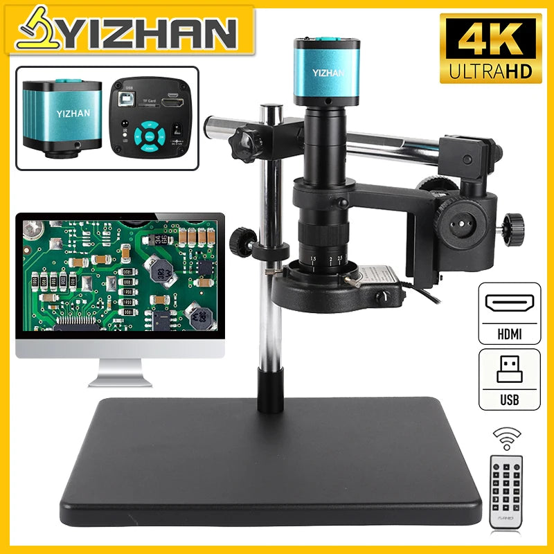 YIZHAN 4K Digital Microscope – Ultra HD USB HDMI Soldering Camera with Zoom Lens