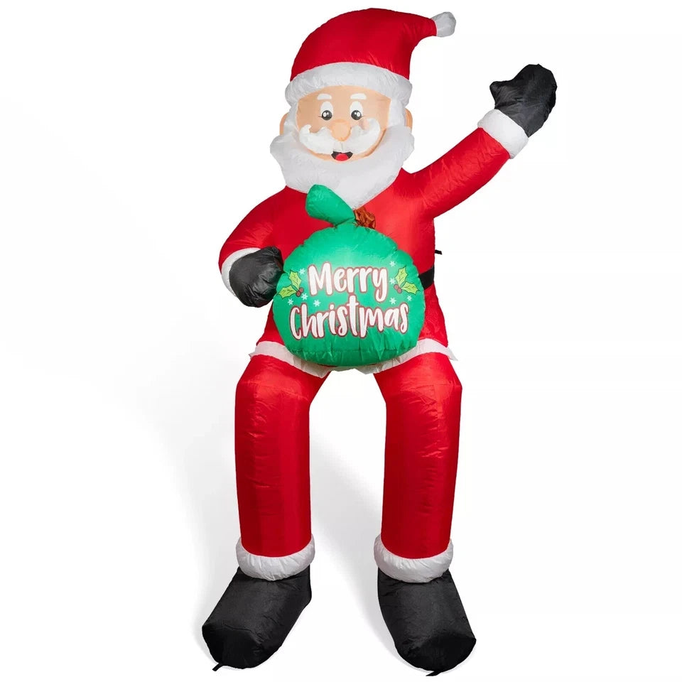 1.8M/5.9FT Inflatable Santa Claus Holding Gift Bag with LED Lights