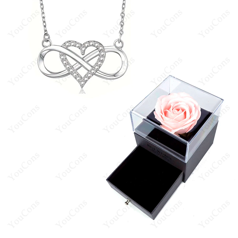 Luxury Heart Pendant Necklace with Rose Gift Box