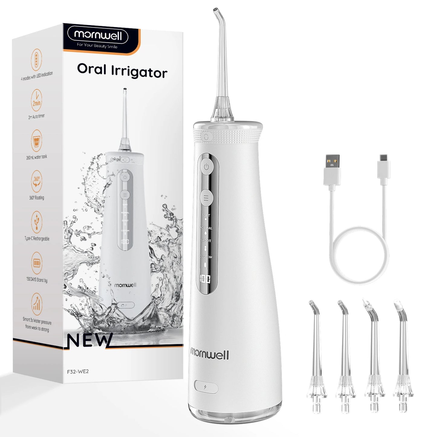 Cordless Water Dental Flosser 4 Jet Tips 4 Modes