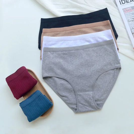 Chen Asta Women's Cotton High-Waist Briefs (6-Pack) - Breathable Plus Size Panties