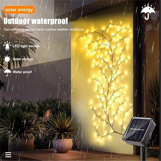 96 LED Solar Willow Vine Lights Outdoor Waterproof String Fairy Light