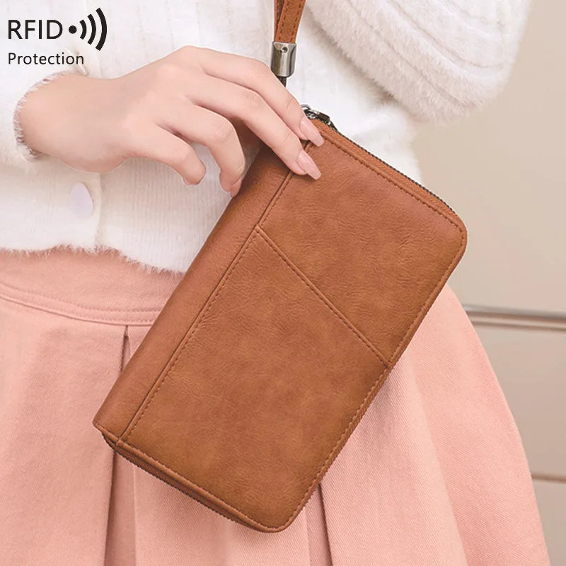 RFID Blocking Family Travel Passport Wallet – Zippered Multi-Card Organizer Wristlet