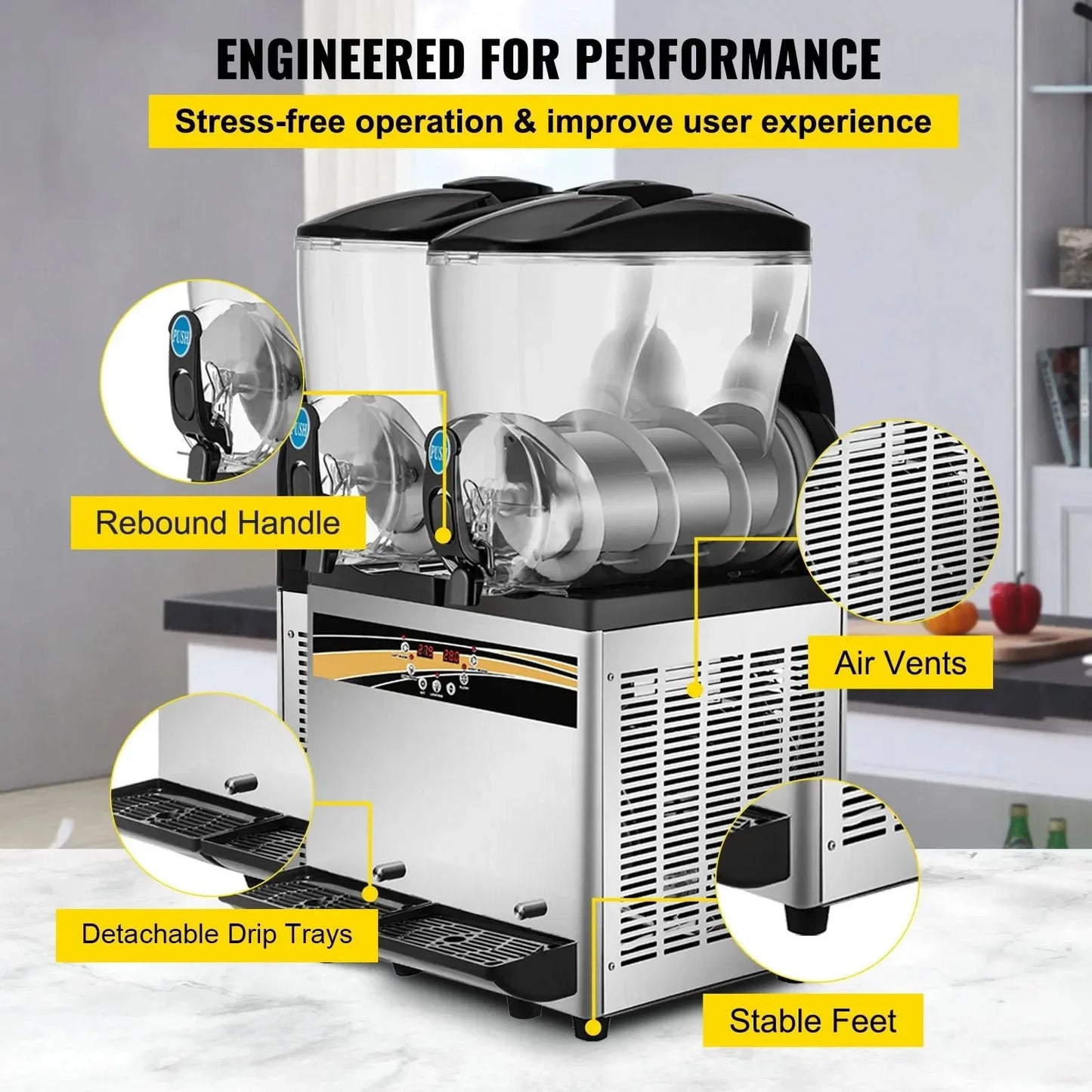 Sihao Commercial 15L Double Tank Margarita Machine