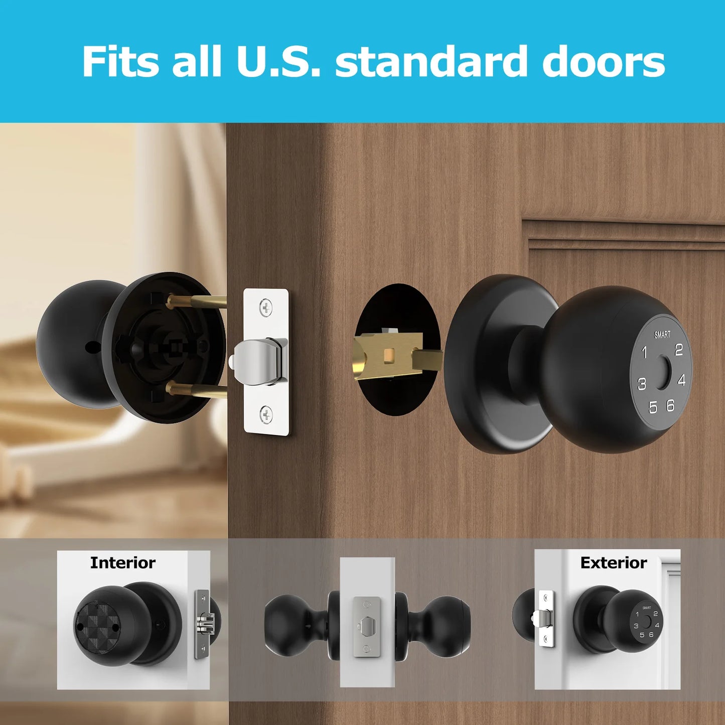 Ball-Shaped Smart Lock Fingerprint App-Controlled Electronic Touchscreen Keypad Door Lock