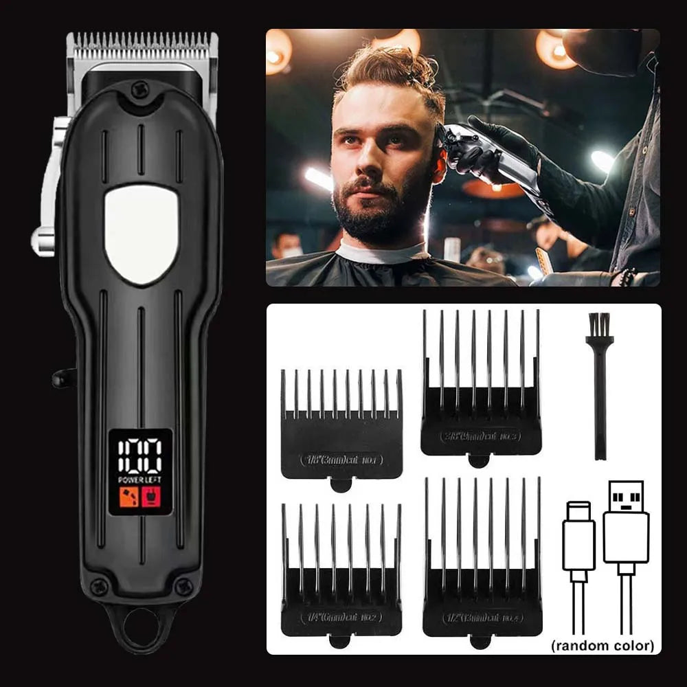 Professional 3-in-1 Hair Clipper & Trimmer Set – Cordless Grooming Kit with LCD Display