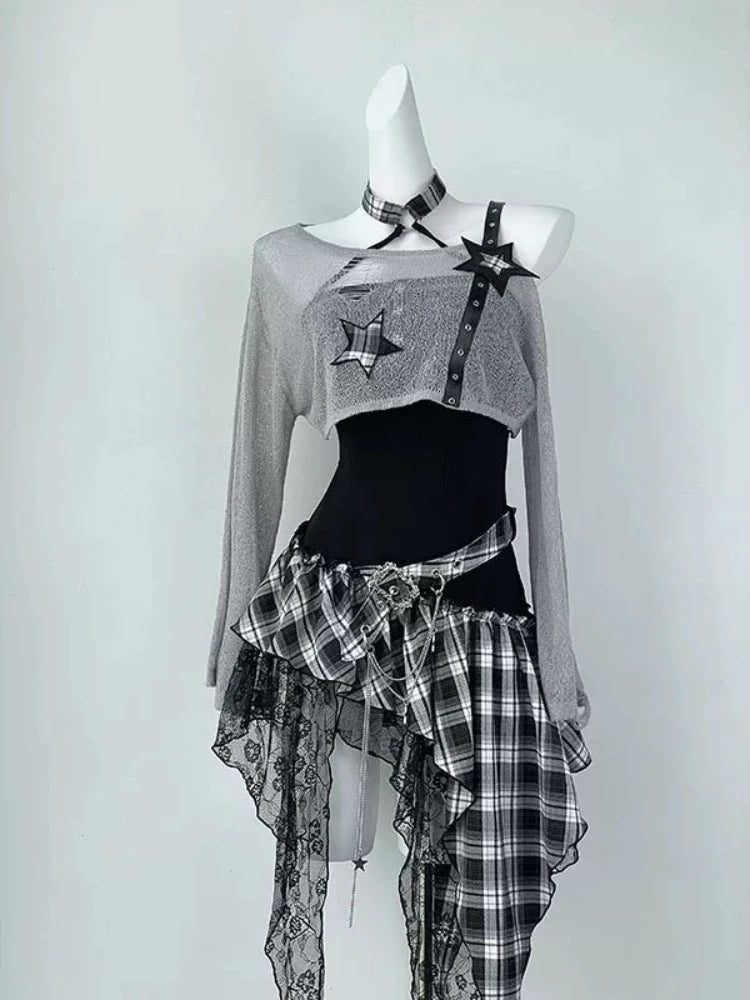 Hot Fashion 2-Pce Blouse + Chic Irregular Dress