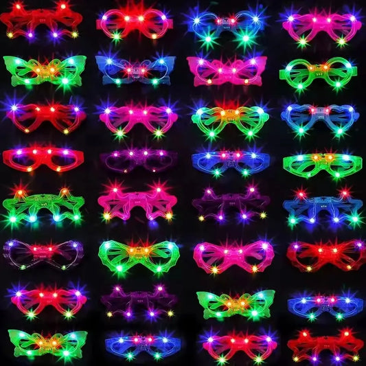 6-Pack LED Light-Up Party Glasses with Flashing Glow Shapes for Halloween & Birthdays