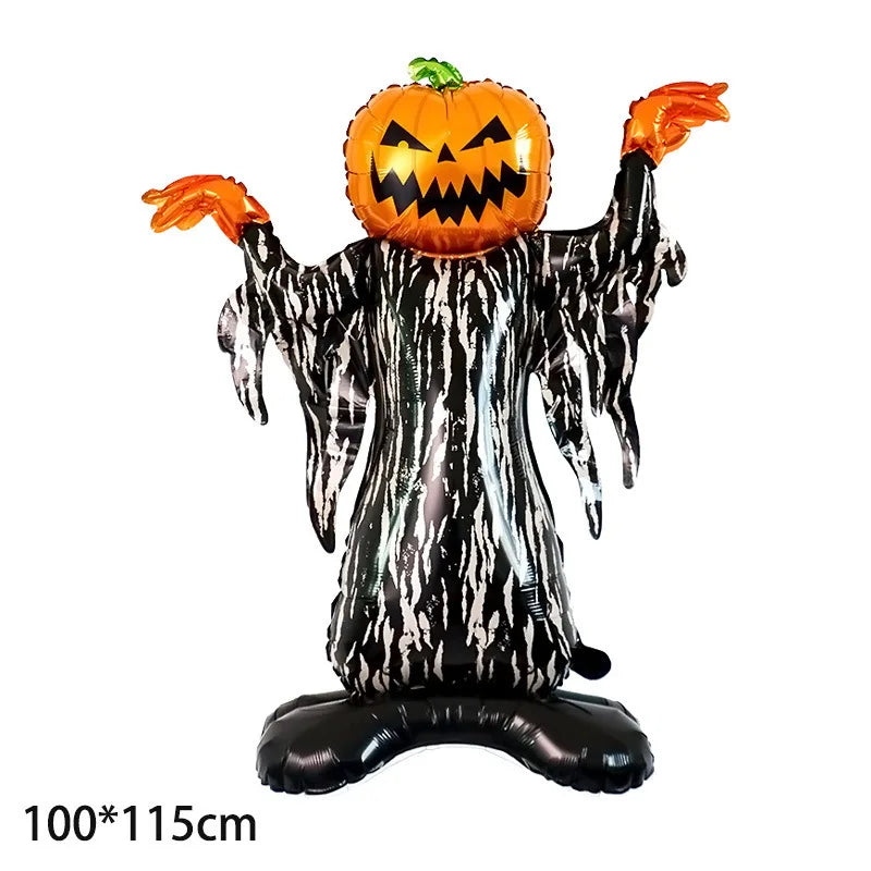 Halloween Inflatable Standing Bat & Pumpkin Foil Balloons Party Decor
