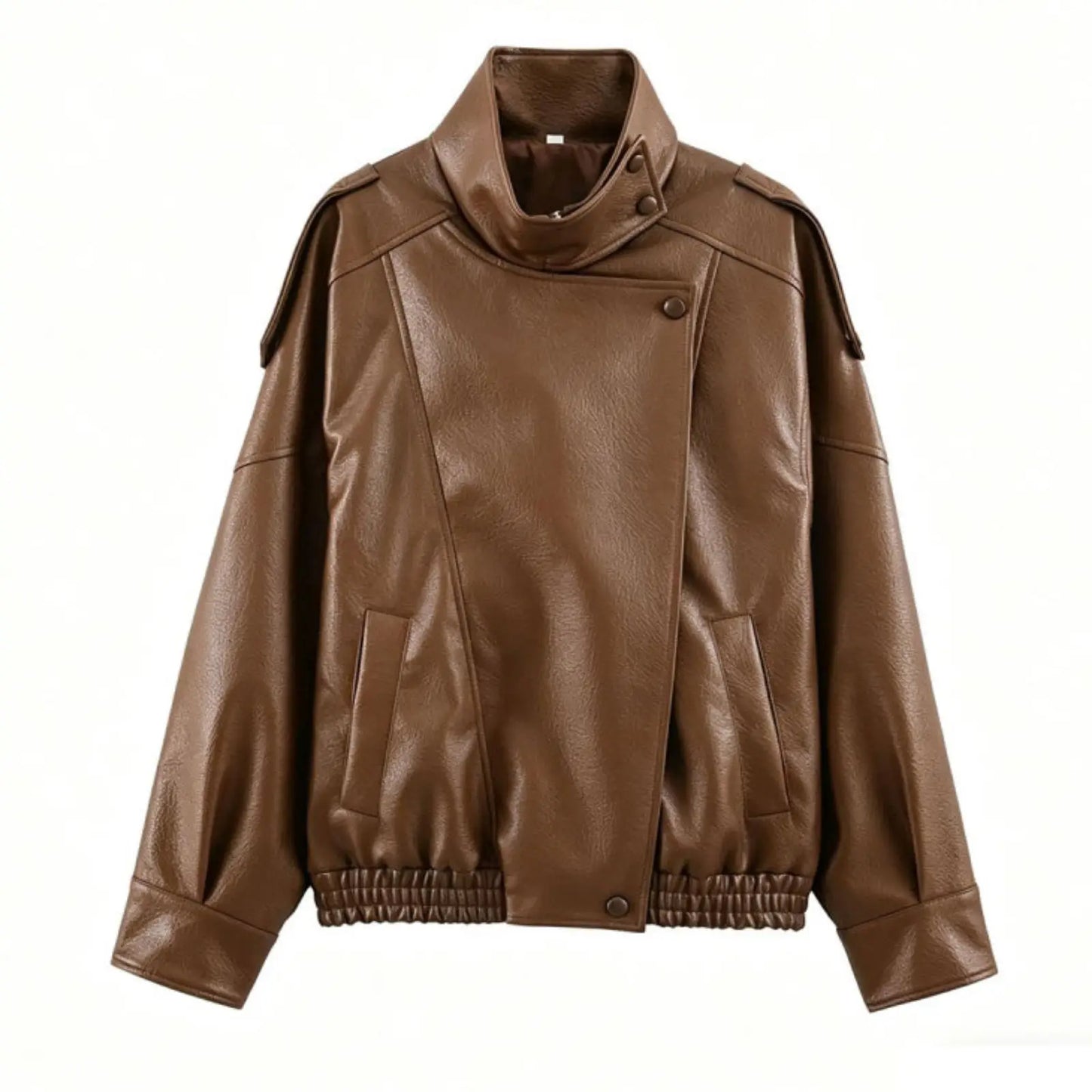 Women's Elegant High Street Asymmetric Button Zip-Up Jacket