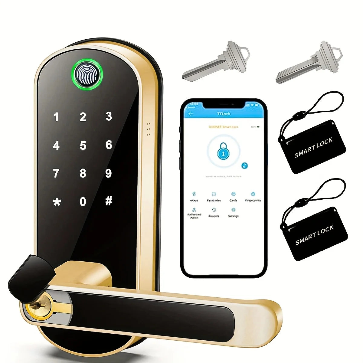 Smart Fingerprint Door Lock with WiFi App Control, NFC, and IP67 Waterproofing