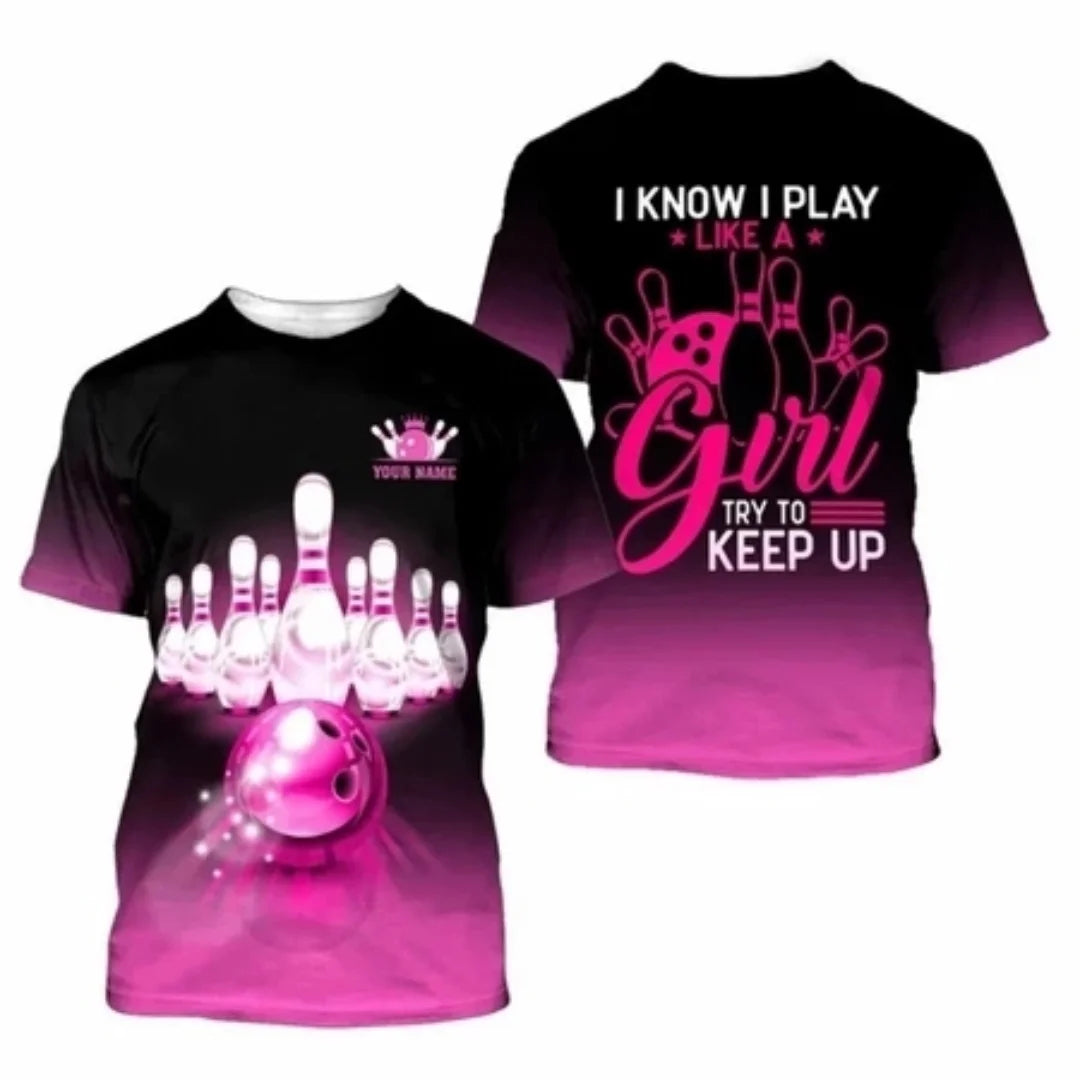3D Graphic Bowling Silhouette Performance Jersey Shirt
