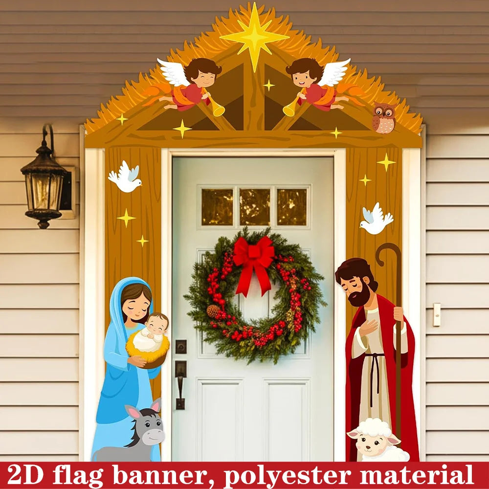 Christmas Angel & Jesus Nativity Porch Banner Set
