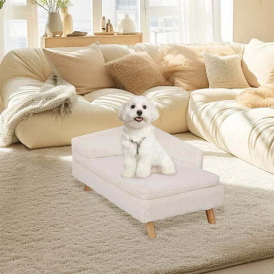 Modern Nordic Wood Frame Pet Sofa Bed – Waterproof L-Shape Couch for Small Dogs & Cats