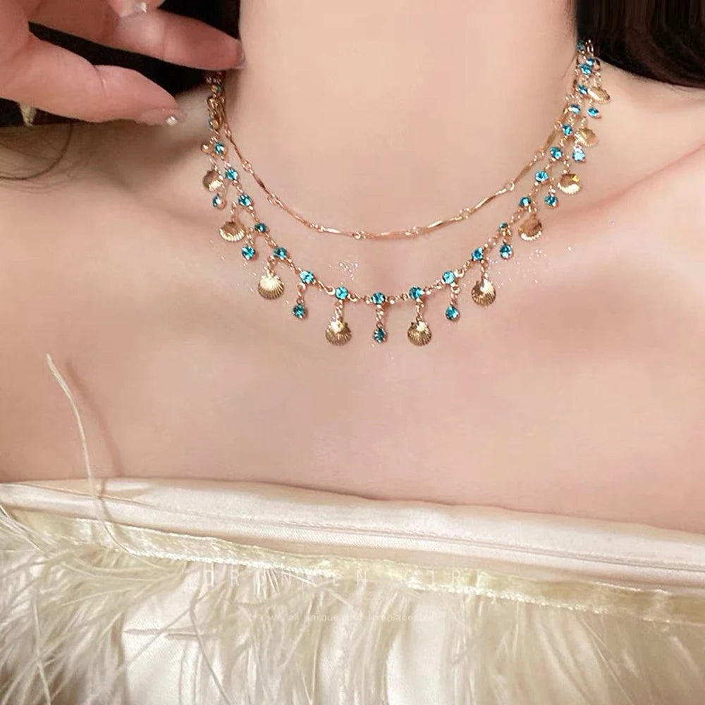2Pcs Bohemian Style Stone Necklace