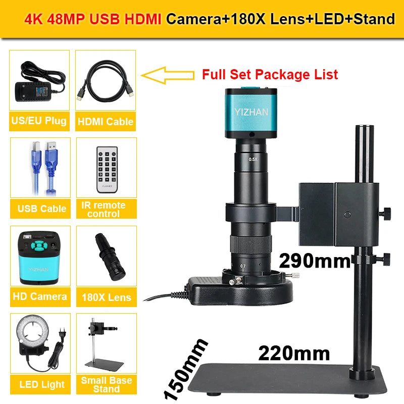 YIZHAN 4K Digital Microscope – Ultra HD USB HDMI Soldering Camera with Zoom Lens