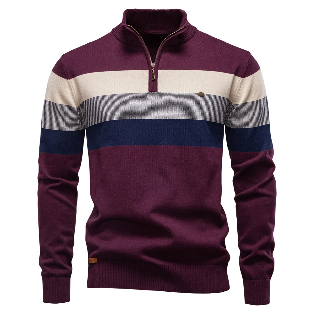 Cotton Mock Neck Stand Collar Sweaters