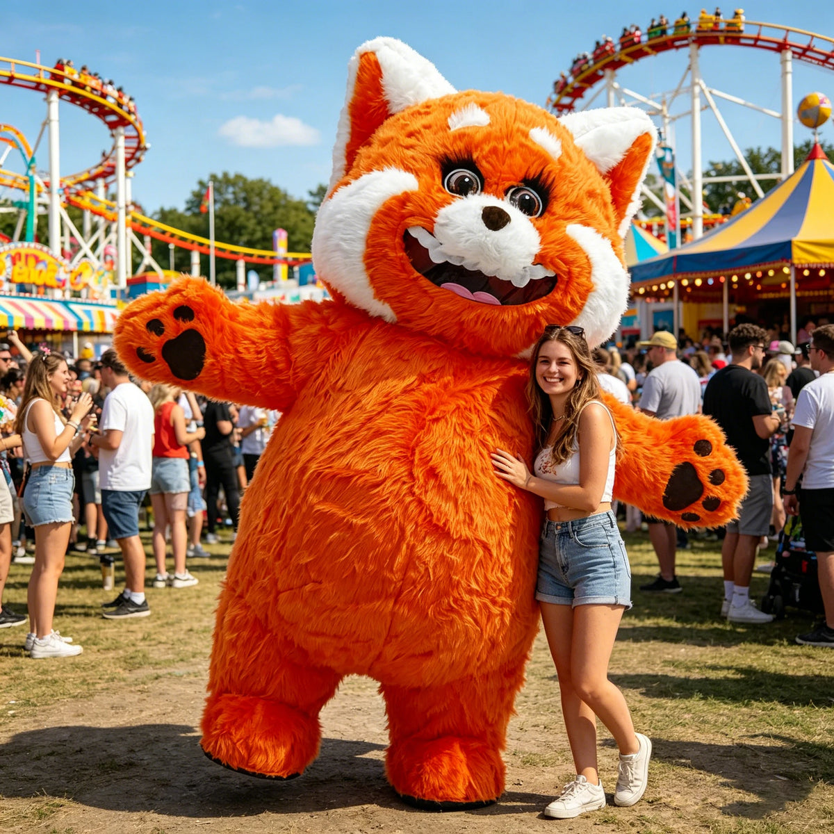 Adult 2.2M Orange Raccoon Inflatable Mascot Costume – Party Outfit