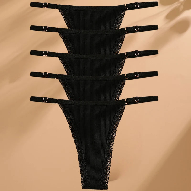 FINETOO 5-Pack Women's Cotton G-String Thongs - Low-Rise Breathable Panties