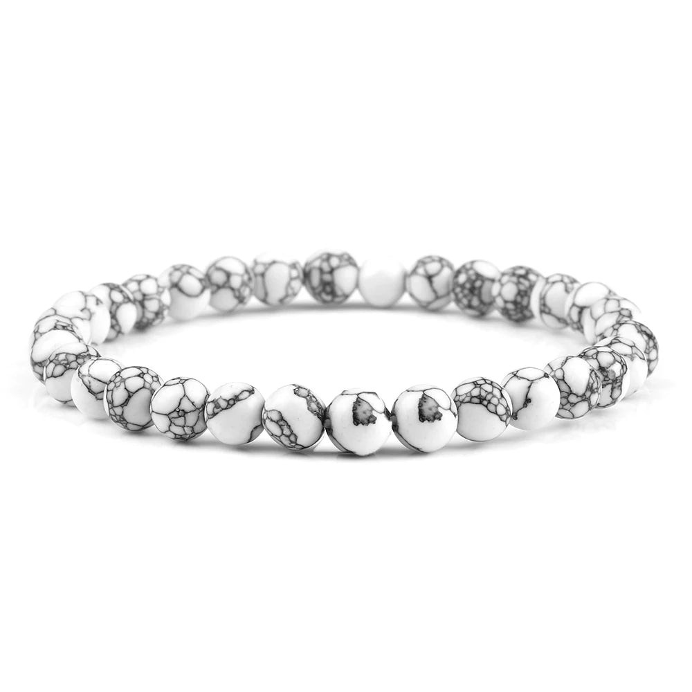 Natural Stone White Howlite Bead Bracelet