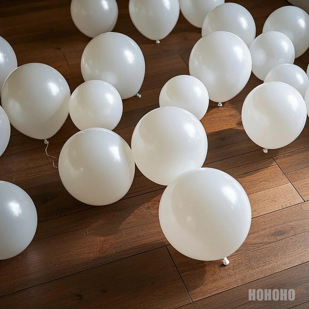 White Latex Balloons Set, Romantic Wedding Birthday Party Inflatable Balloon Decor