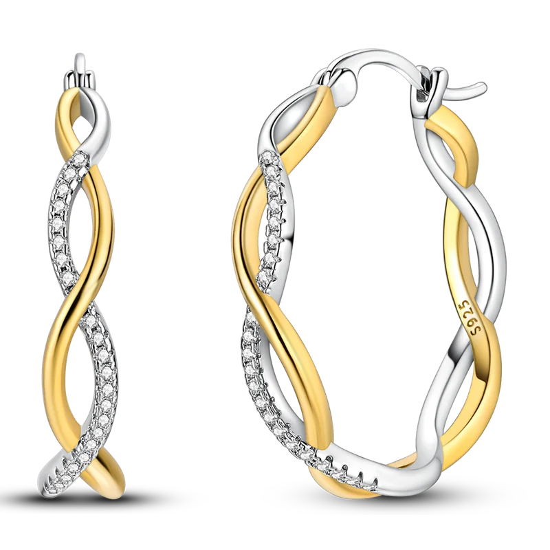 925 Sterling Silver CZ Zircon Gold-Plated Hoop Earrings – Sparkling Minimalist Jewelry