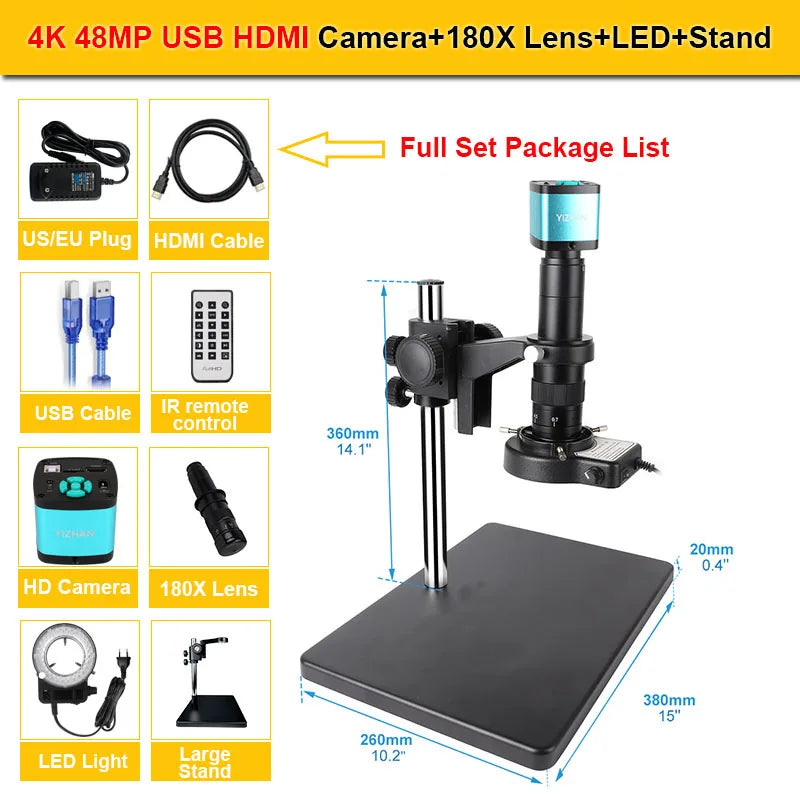 YIZHAN 4K Digital Microscope – Ultra HD USB HDMI Soldering Camera with Zoom Lens