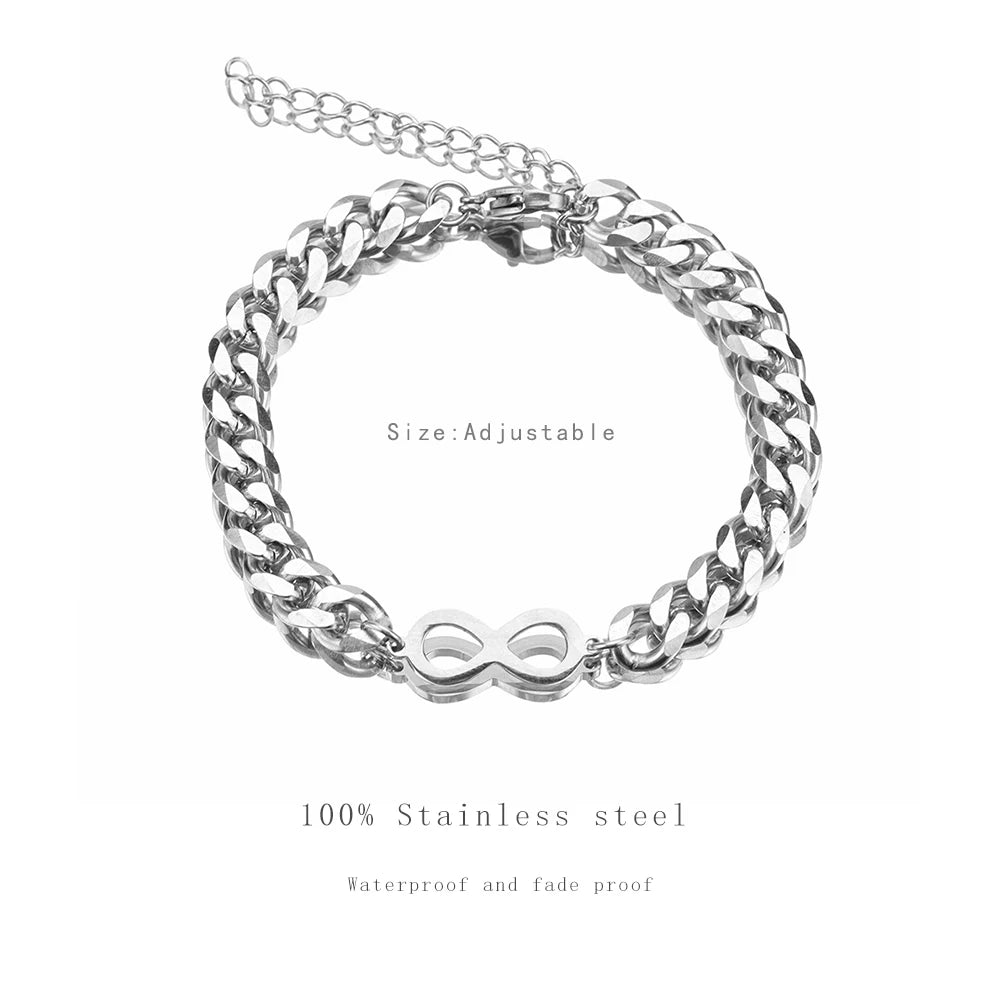 2pcs Stainless Steel Infinity Symbol Bracelets