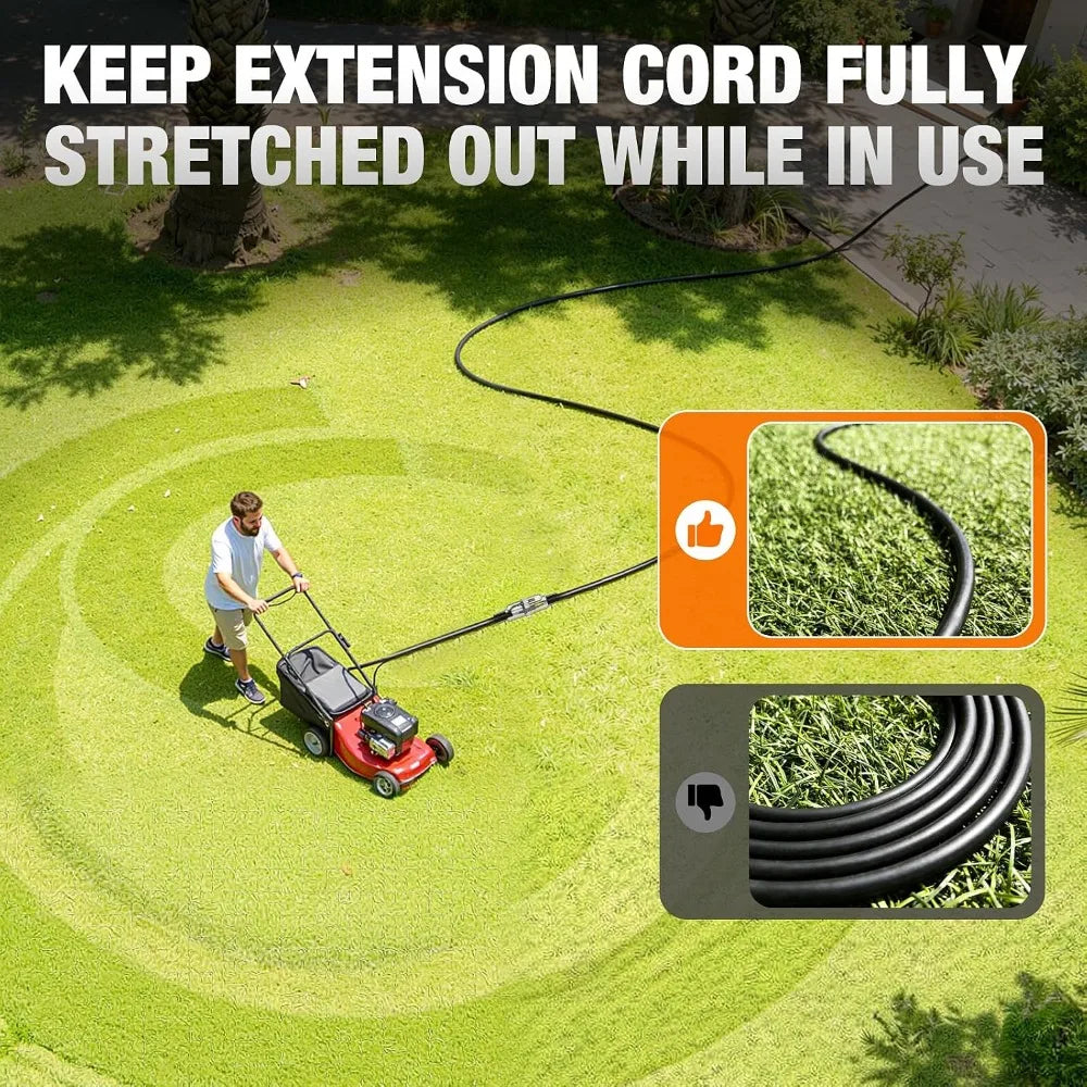 100 FT 16/3 Heavy-Duty Outdoor Extension Cord with 3 Outlets