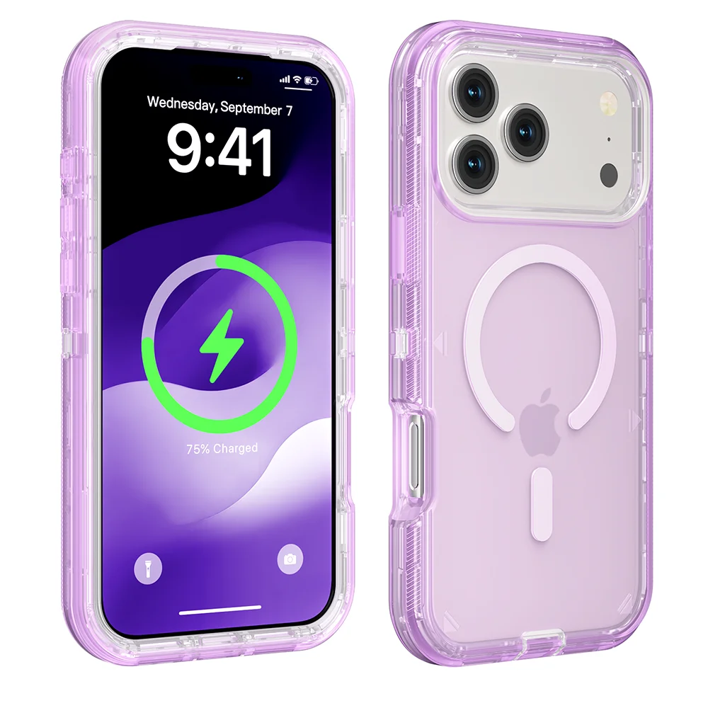 Rugged Shock Proof Magnetic Wireless Charging Clear Case for iPhone