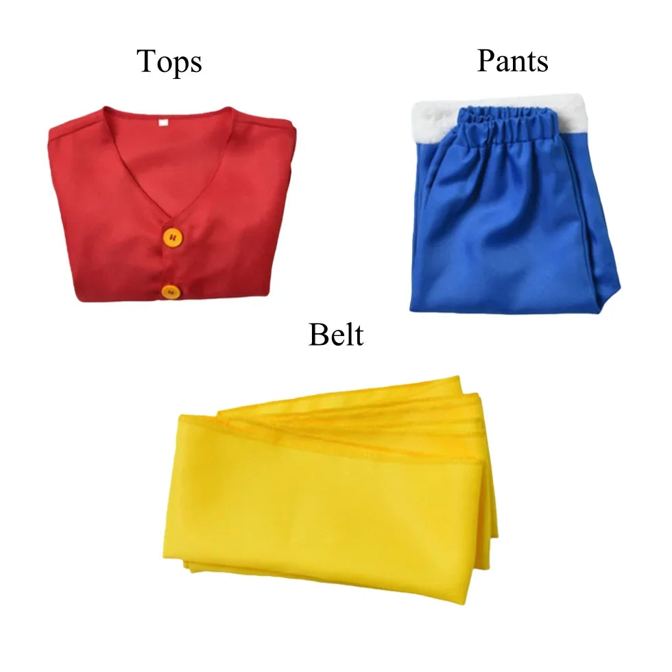 Kids' Anime Luffy Cosplay Costume Set with Straw Hat