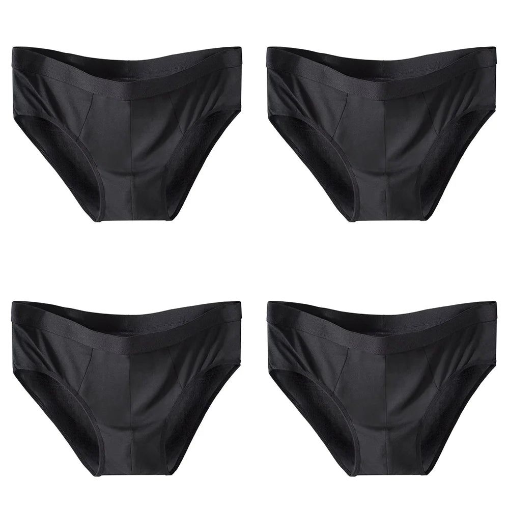 4-Piece Men's Ice Silk Breathable Briefs - Plus Size Bulge Pouch Underwear