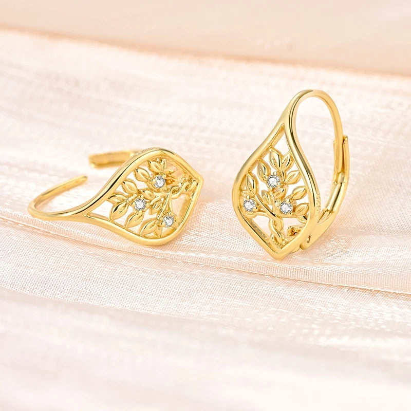 925 Sterling Silver CZ Zircon Gold-Plated Hoop Earrings – Sparkling Minimalist Jewelry