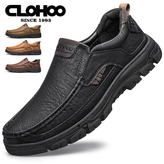 Men’s Classic Leather Slip-On Loafers – Lightweight Casual Driving & Dress Shoes