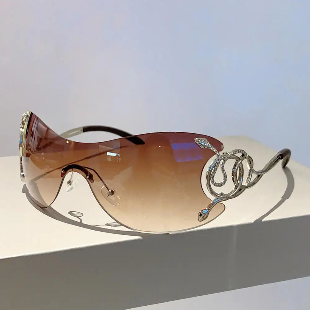 KLASSNUM Rimless Stylish Gradient Lens Metal Frame Eyewear