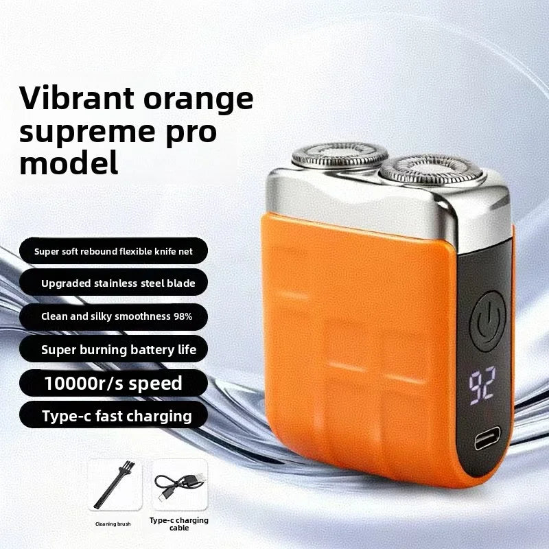 Portable Mini Electric Shaver – Rechargeable Cordless Dual-Blade Razor with Digital Display
