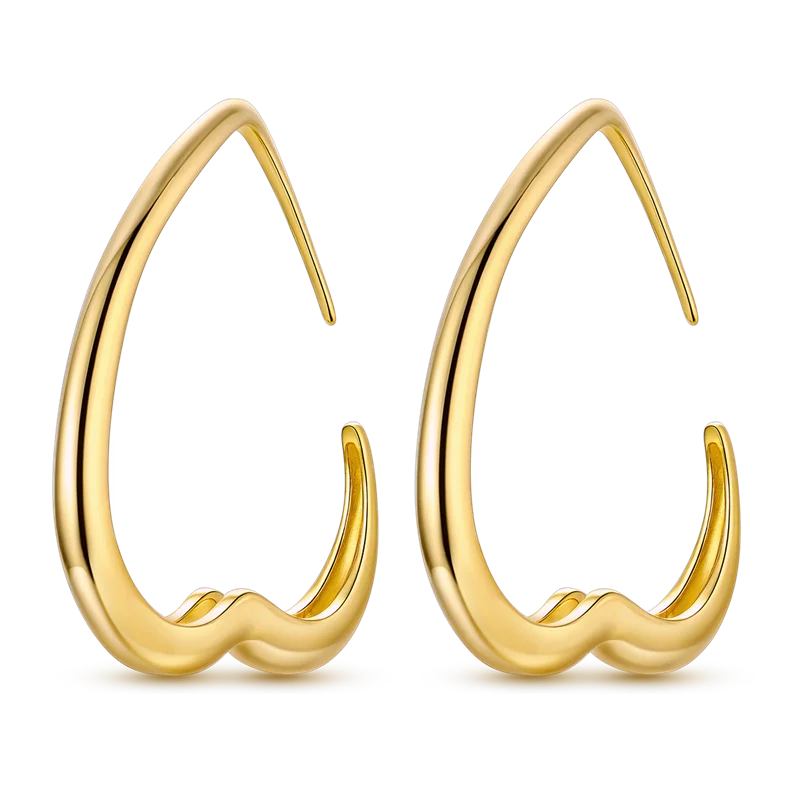925 Sterling Silver CZ Zircon Gold-Plated Hoop Earrings – Sparkling Minimalist Jewelry