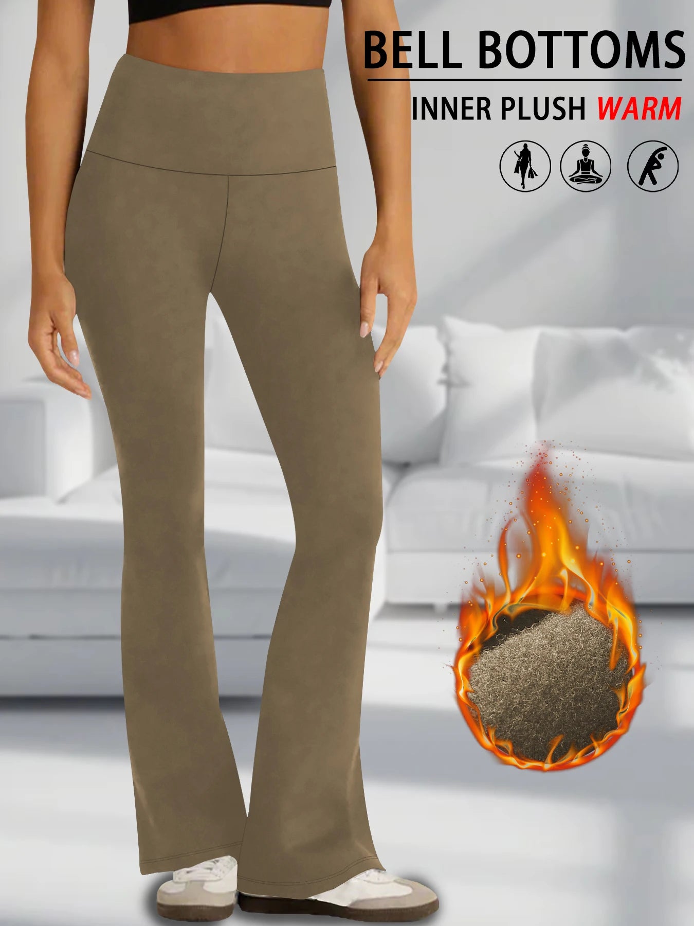 Super Soft High Waist Fleece Flare Leggings