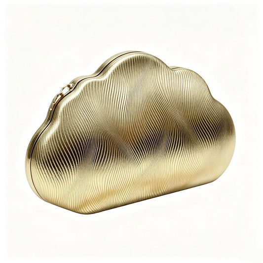 Women's Cloud Shape Gold Evening Clutch Bag