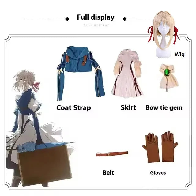 Anime Violet Evergarden Cosplay Costume Set – Uniform Dress Outfit for Women