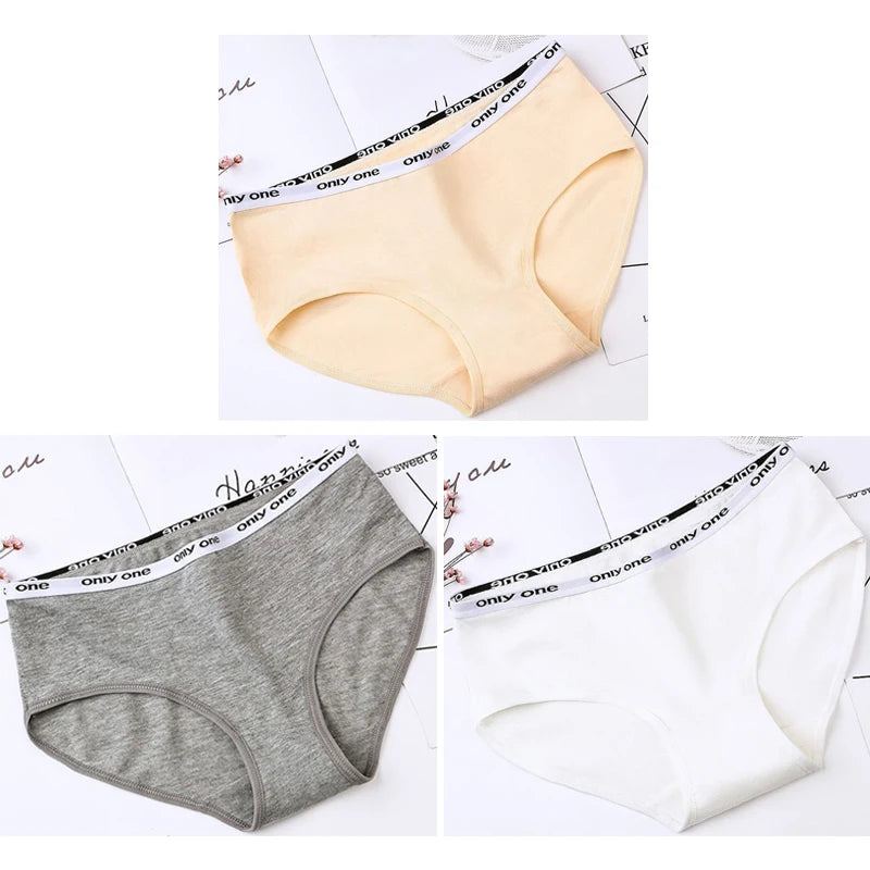 3-Pack Women's Pure Cotton Mid-Waist Briefs
