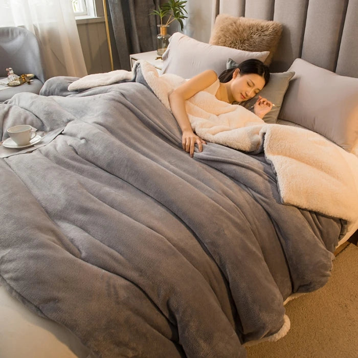 Double Sided Wool Throw Blanket