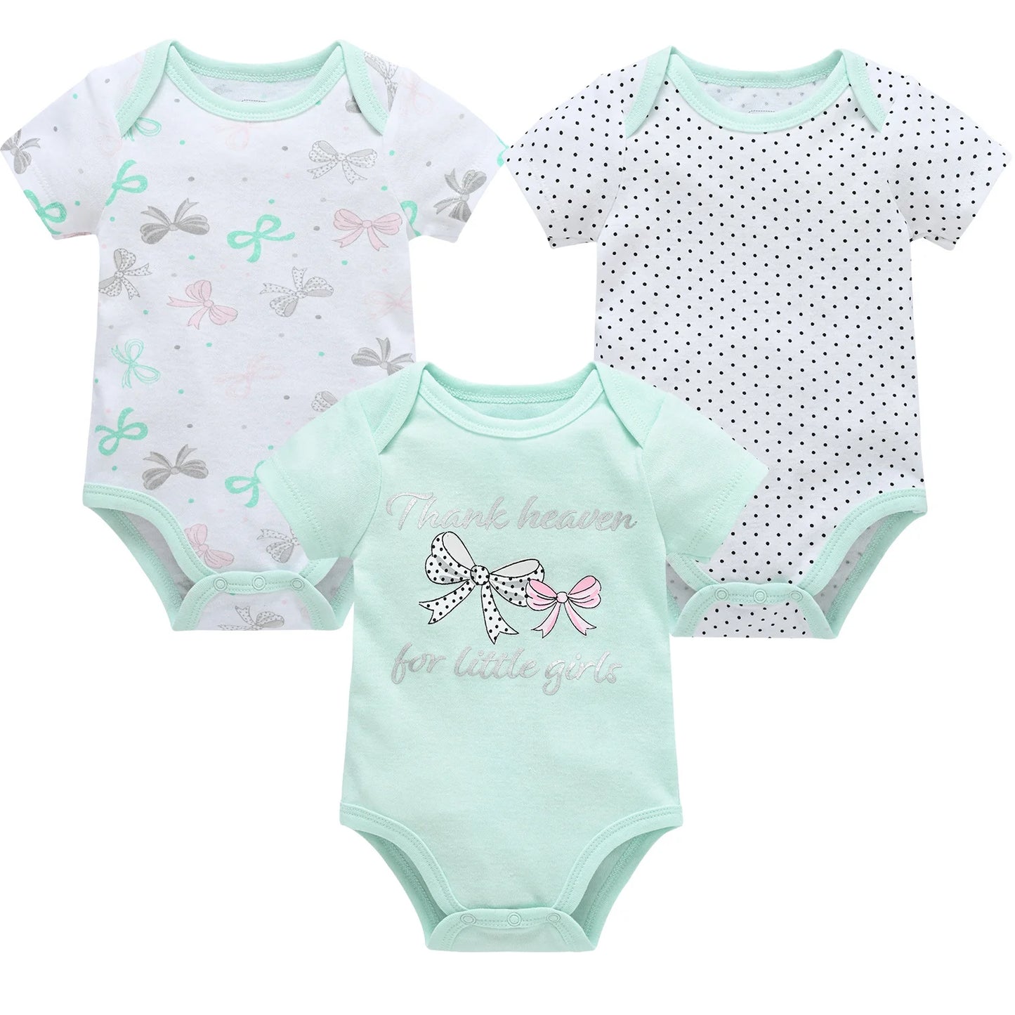 3 Pcs Cute Unicorn Print Short-Sleeve Jumpsuit